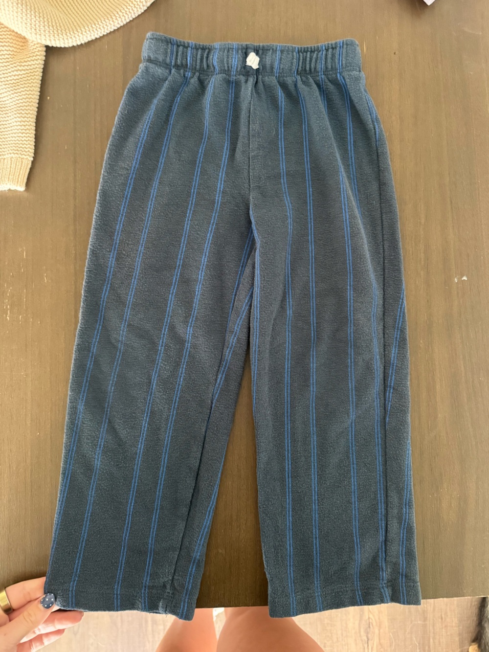 Kids Navy Blue Pinstripe Fleece Joggers